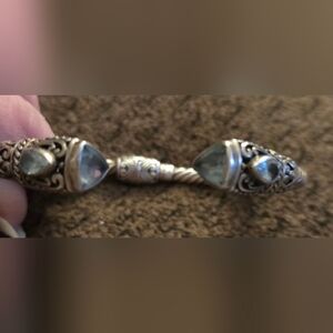 Sterling Silver Hinged Cable Cuff Bracelet